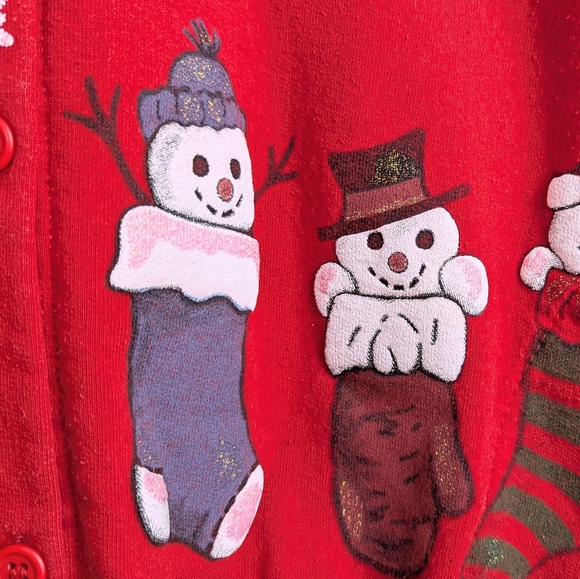 Cabela's Snowman Cardigan Women's Size XL or 2X Sweatshirt Christmas Red - Picture 6 of 13
